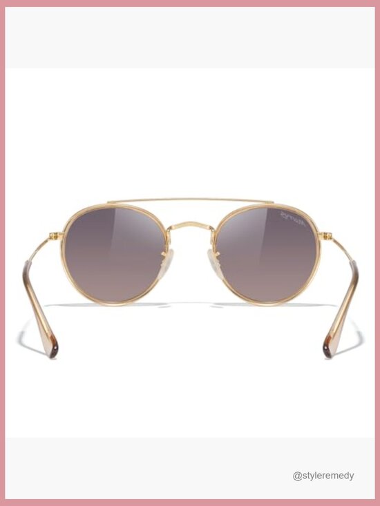 Metal Frame Polarized Sunglasses, Retro Round Double Bridge